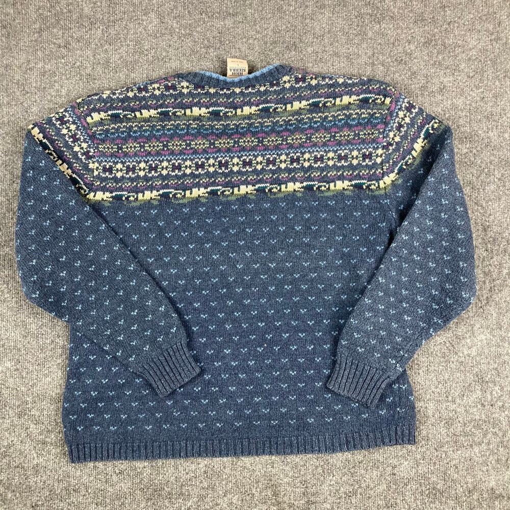 High Sierra Sweater Womens Size L Blue Multicolor V-Neck Fair Isle Knit Pullover - Picture 7 of 8